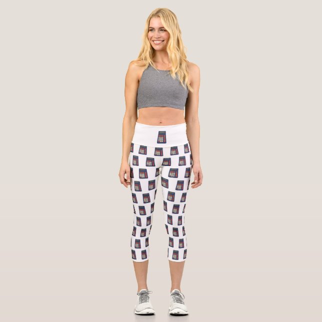 80's 90's Calculator Math School Nostalgia Capri Leggings (Front)