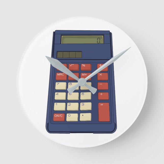 80's 90's Calculator Math School Nostalgia Round Clock (Front)
