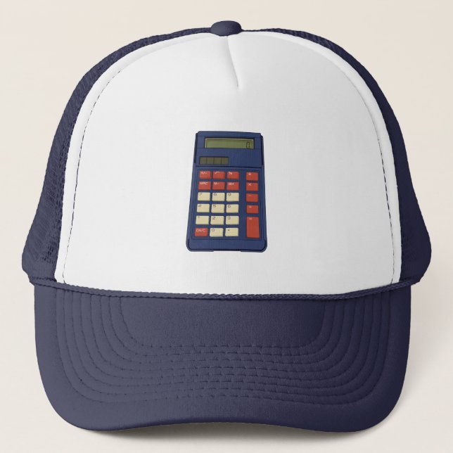 80's 90's Calculator Math School Nostalgia Trucker Hat (Front)