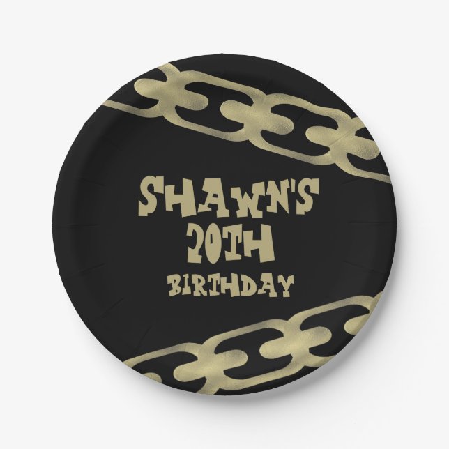 80s 90s Chain Adult Hip Hop Party Paper Plates (Front)