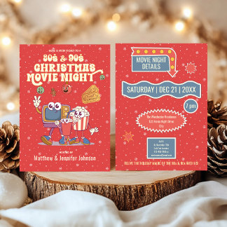 80s & 90s Christmas Movie Night Retro Party Invitation