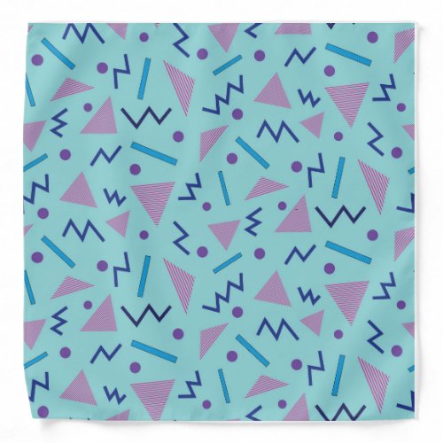 80s 90s Memphis style Geometric Blue   Bandana