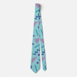 80s 90s Memphis style geometric blue  Neck Tie