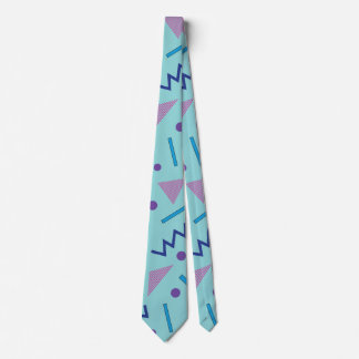 80s 90s Memphis style geometric blue Neck Tie
