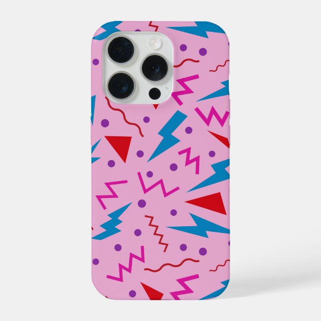 80s 90s Memphis style geometric Pink  iPhone Case (Back)