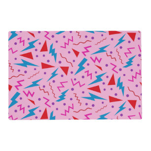 80s 90s Memphis style geometric Pink Placemat