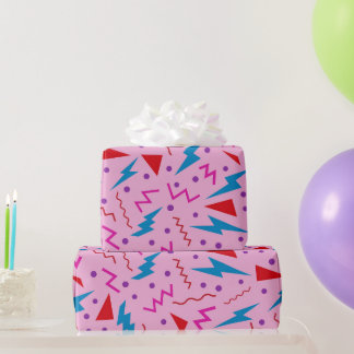 80s 90s Memphis style geometric Pink Wrapping Paper