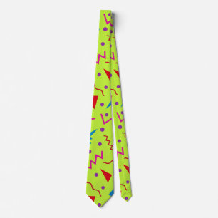 80s 90s Memphis style geometric yellow Neck Tie