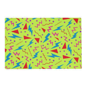 80s 90s Memphis style geometric Yellow Placemat