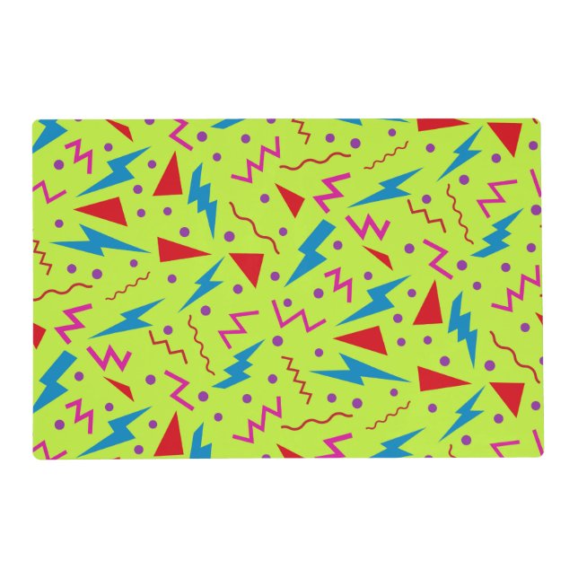 80s 90s Memphis style geometric Yellow  Placemat (Front)