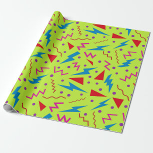 80s 90s Memphis style geometric Yellow  Wrapping Paper