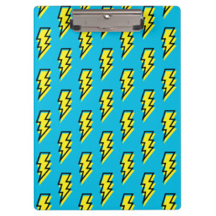 80's/90's Neon Blue Yellow Lightning Bolt Pattern Clipboard