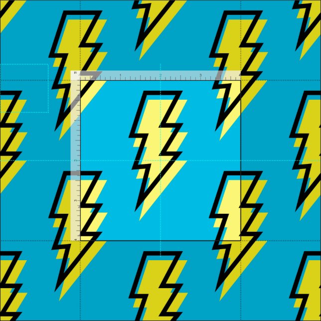 80's/90's Neon Blue Yellow Lightning Bolt Pattern Fabric | Zazzle