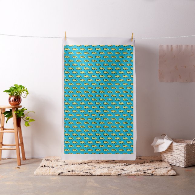 80's/90's Neon Blue Yellow Lightning Bolt Pattern Fabric | Zazzle