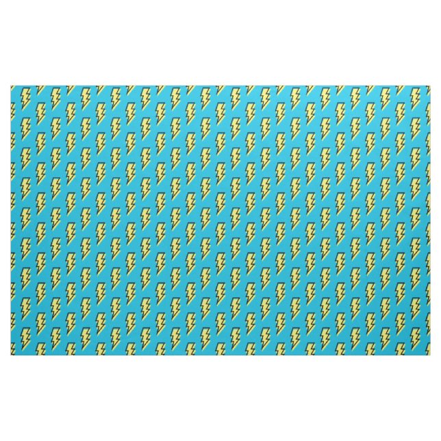80's/90's Neon Blue Yellow Lightning Bolt Pattern Fabric | Zazzle