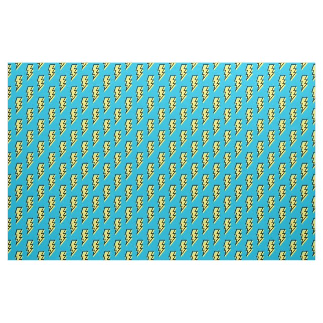 80's/90's Neon Blue Yellow Lightning Bolt Pattern Fabric | Zazzle
