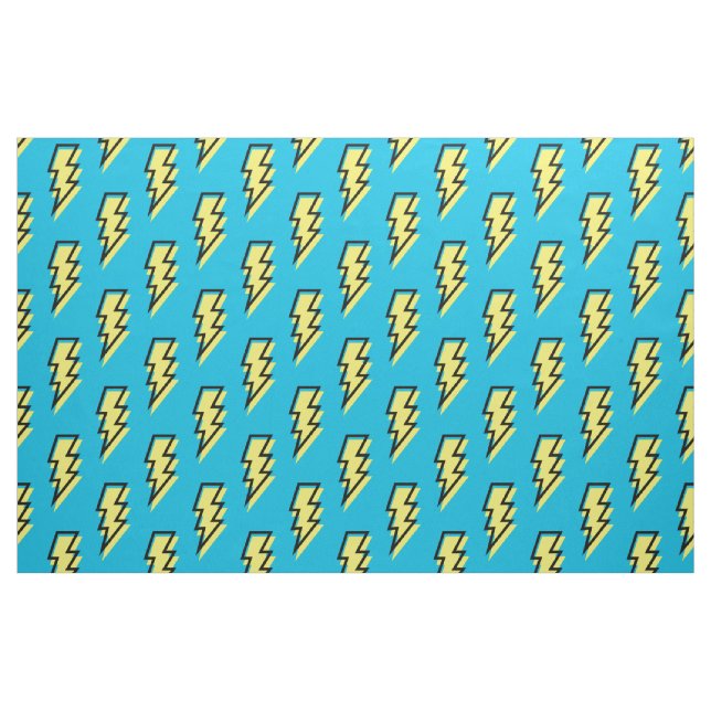 80's/90's Neon Blue Yellow Lightning Bolt Pattern Fabric | Zazzle