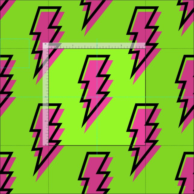 80's/90's Neon Green & Pink Lightning Bolt Pattern Fabric | Zazzle