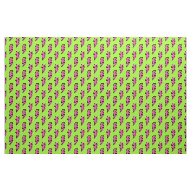 80's/90's Neon Green & Pink Lightning Bolt Pattern Fabric | Zazzle