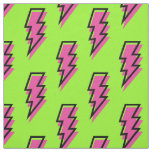 80's/90's Neon Green &amp; Pink Lightning Bolt Pattern Fabric