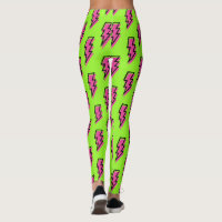 Womens Leggings, Retro 80's 90's Neon Leggings, Abstract Stretch