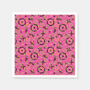 80's/90's Neon Pink And Blue Doodle Pattern Napkins