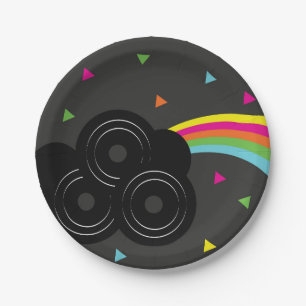 80s 90s Neon Tween Birthday Record  Party Paper Plates