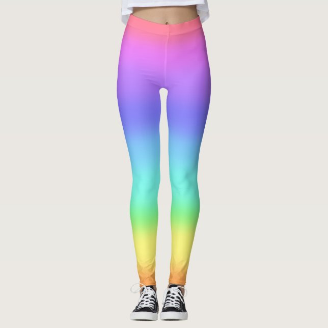 80s 90s ombre rainbow colorful hipster legging (Front)