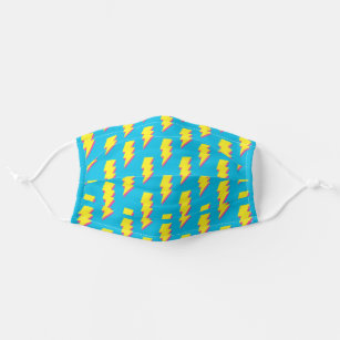 Download 80 S 90 S Pattern Fun Blue Yellow Bolt Neon Retro Adult Cloth Face Mask Zazzle Com PSD Mockup Templates
