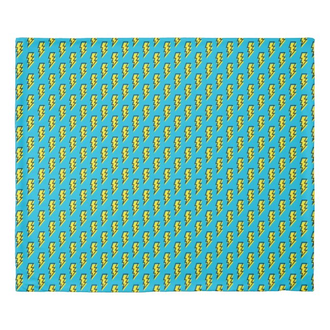 80's/90's Pattern Fun Blue Yellow Bolt Neon Retro Duvet Cover (Front)