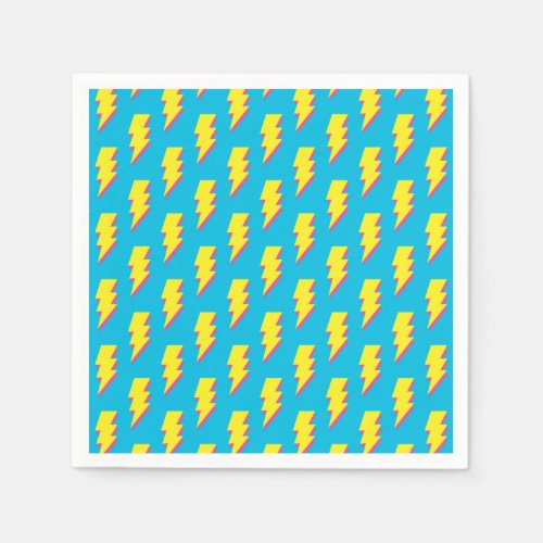 80s90s Pattern Fun Blue Yellow Bolt Neon Retro Napkins