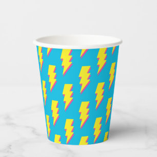 80's/90's Pattern Fun Blue Yellow Bolt Neon Retro Paper Cups