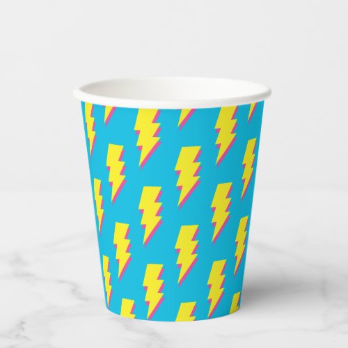 80s90s Pattern Fun Blue Yellow Bolt Neon Retro Paper Cups