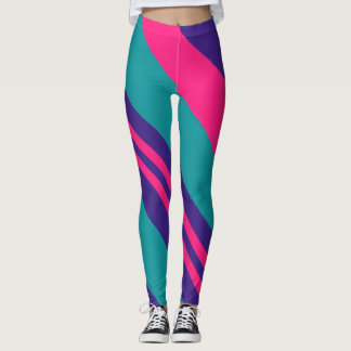 80s 90s Retro Abstract Swirl Color Block Leggings