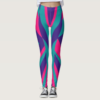 80s 90s Retro Abstract Wave Colorful Leggings