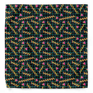 80's/90's Retro Black & Neon Doodle Pattern Bandana
