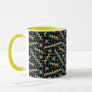 80's/90's Retro Black & Neon Doodle Pattern Mug