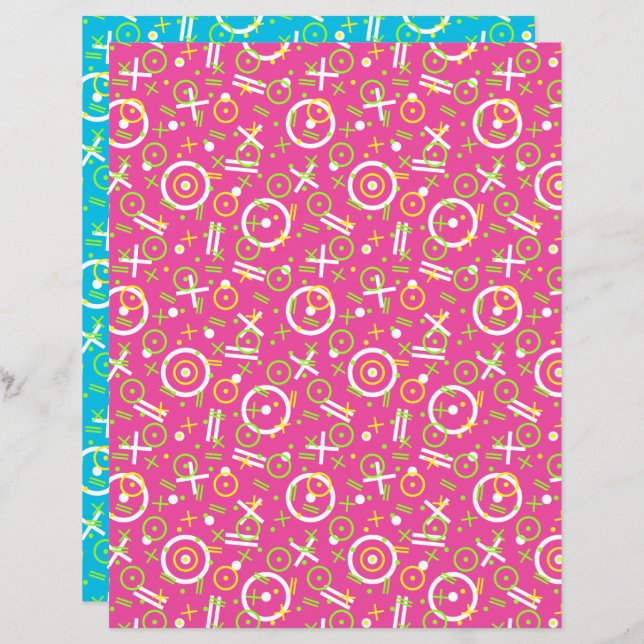 80's/90's Retro Blue Pink Neon Pattern (Front/Back)