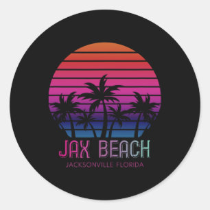 80s 90s Retro Colors Jacksonville Florida Vacation Classic Round Sticker