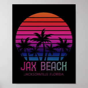 80s 90s Retro Colors Jacksonville Florida Vacation Poster