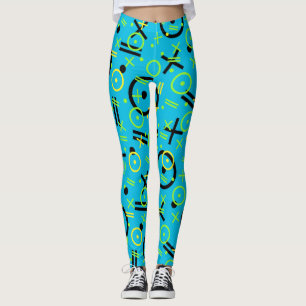 80's/90's Retro Neon Blue Pattern Leggings