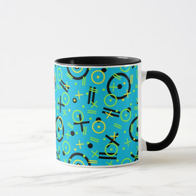 80's/90's Retro Neon Blue Pattern Mug (Right)