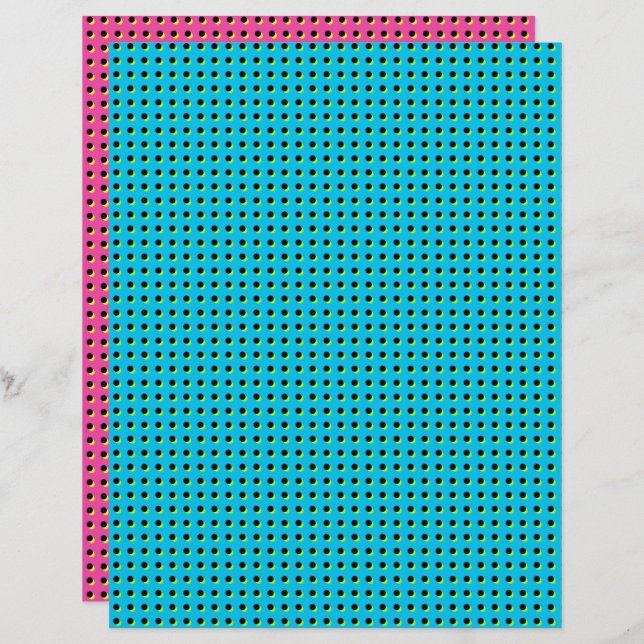 80's/90's Retro Neon Blue Pink Black Dots Pattern (Front/Back)