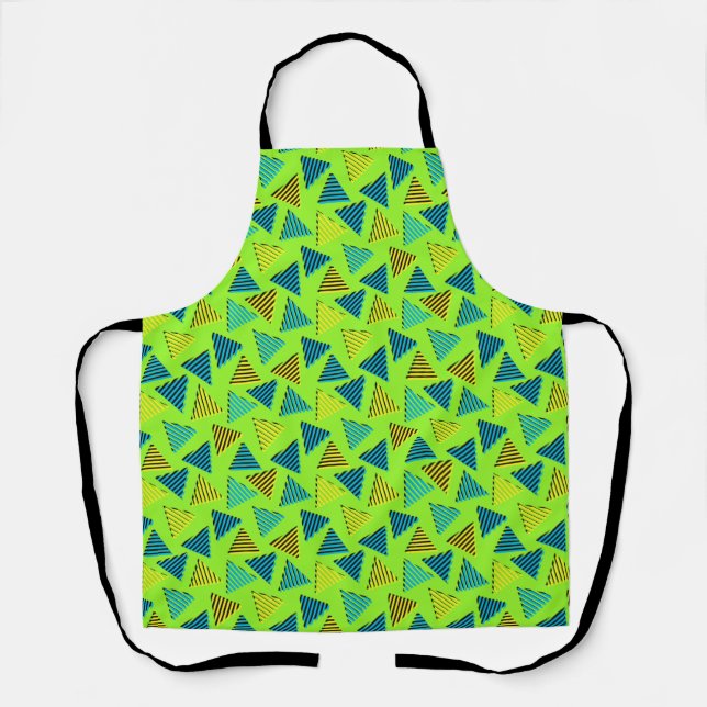 80's/90's Retro Neon Green Triangle Pattern Apron (Front)