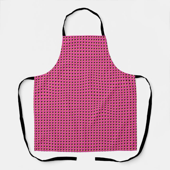 80's/90's Retro Neon Pink Dots Pattern Apron (Front)
