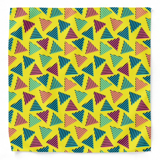 80's/90's Retro Neon Triangles Pattern Bandana (Front)