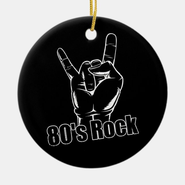 80s 90s Rock Band Rock Concert Audience Hand Music Ceramic Ornament (Front)
