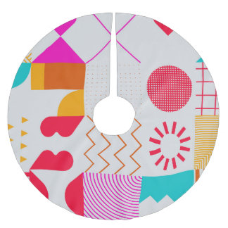 80s-90s Trendy Geometric Background Brushed Polyester Tree Skirt