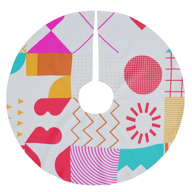 80s-90s Trendy Geometric Background Brushed Polyester Tree Skirt (Front)