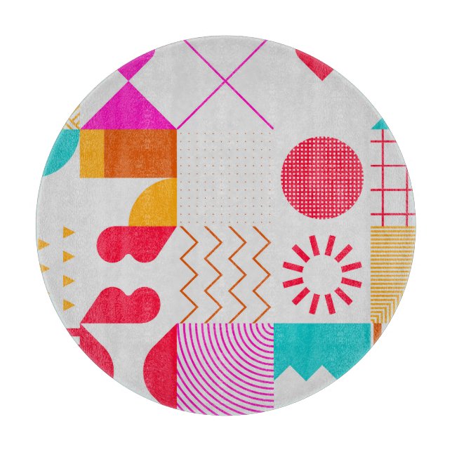 80s-90s Trendy Geometric Background Cutting Board (Front)